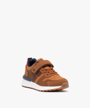 Baskets garçon style jogger avec détails en suédine et à scratch  vue2 - HOBIZ - GEMO