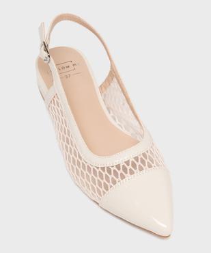 Escarpins slingback en tulle et matière vernie à talon plat femme - Follow Me vue5 - FOLLOW ME - GEMO