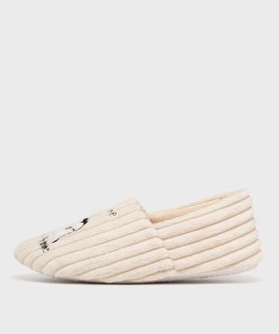 Chaussons enveloppants dessus velours brodé femme vue3 - GEMO(HOMWR FEM) - GEMO