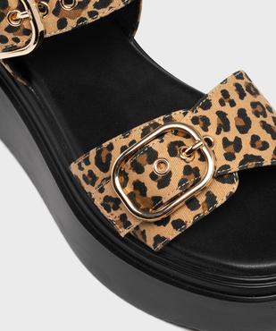 Sandales compensées à boucle et motif léopard femme vue7 - 5 MILES - GEMO
