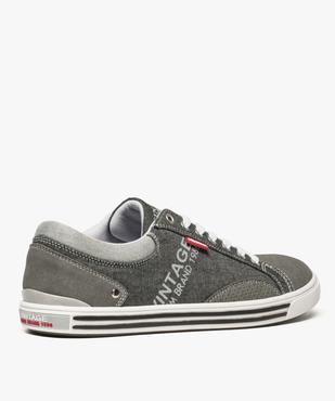 Baskets homme en toile avec surpiqûres contrastantes vue4 - GEMO (CASUAL) - GEMO