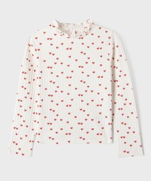 Tee-shirt manches longues à motifs coeurs fille vue3 - GEMO 4G FILLE - GEMO