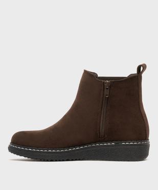 Boots en suédine avec doublure chaude et élastique latéral femme - G'flex vue3 - G'FLEX - GEMO