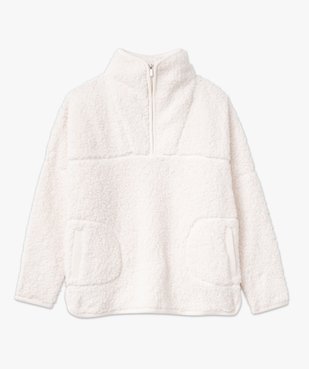 Veste d'intérieur en sherpa forme sweat à col montant zippé femme vue4 - GEMO(HOMWR FEM) - GEMO