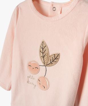 Pyjama en velours 2 pièces à motifs cerises bébé fille vue2 - GEMO(BB COUCHE) - GEMO