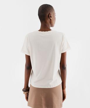 Tee-shirt manches courtes avec col rond fantaisie femme vue3 - GEMO(FEMME PAP) - GEMO