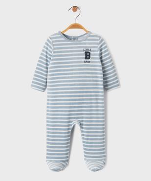 Pyjama en velours rayé bébé garçon vue1 - GEMO 4G BEBE - GEMO