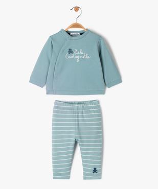 Pyjama 2 pièces bébé garçon intérieur velours - LuluCastagnette vue1 - LULUCASTAGNETTE - GEMO