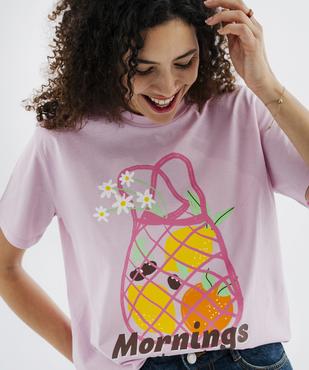 Tee-shirt manches courtes en jersey de coton imprimé femme vue2 - GEMO 4G FEMME - GEMO