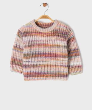Pull en grosse maille multicolore douillette bébé fille vue1 - GEMO(BEBE DEBT) - GEMO