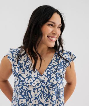 Blouse sans manches à volants en viscose imprimée femme vue2 - GEMO 4G FEMME - GEMO