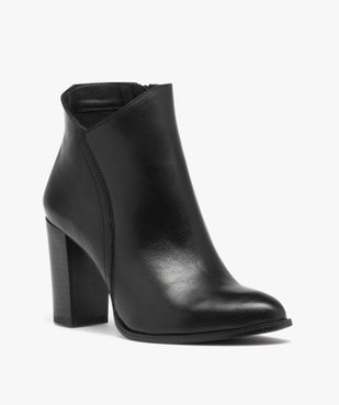 Boots femme à talon haut dessus en cuir uni - Taneo vue2 - TANEO - GEMO