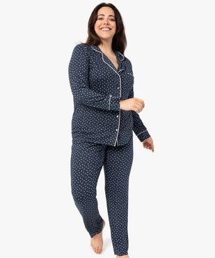 Pyjama femme grande taille deux pièces : chemise et pantalon vue1 - GEMO 4G FEMME - GEMO
