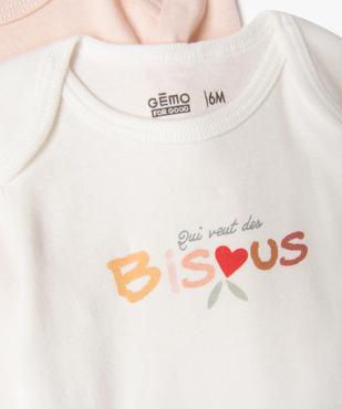 Body manches longues en coton à messages bébé (lot de 3) vue3 - GEMO 4G BEBE - GEMO