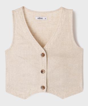 Gilet sans manches en viscose et lin pailleté fille vue5 - GEMO (ENFANT) - GEMO