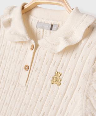 Polo manches courtes en maille ajouré et col Claudine bébé fille - LuluCastagnette vue2 - LULUCASTAGNETTE - GEMO