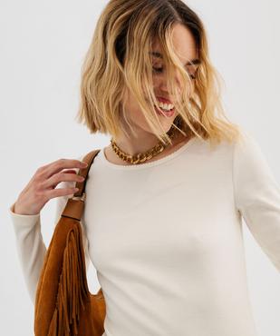 Tee-shirt manches longues en maille côtelée extensible femme vue2 - GEMO 4G FEMME - GEMO