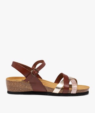 Sandales femme compensées dessus cuir vue1 - GEMO 4G FEMME - GEMO