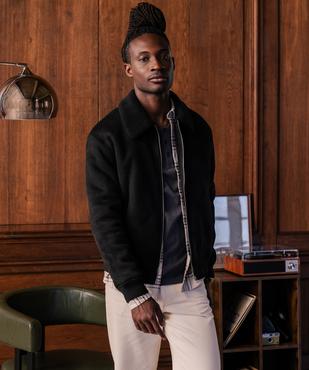 Blouson esprit aviateur en suédine doublée sherpa homme vue7 - GEMO (HOMME) - GEMO