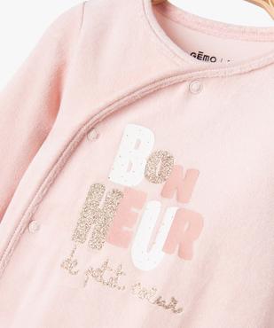 Pyjama en velours avec inscription pailletée bébé fille vue2 - GEMO(BB COUCHE) - GEMO