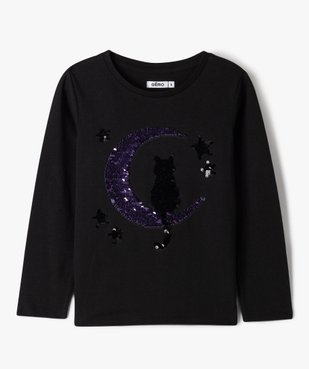 Tee-shirt à manches longues avec motifs à sequins fille vue2 - GEMO (ENFANT) - GEMO
