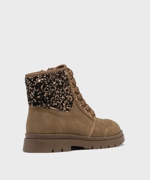 Boots zippées et lacées à sequins et semelle crantée fille - Hobiz vue4 - HOBIZ - GEMO