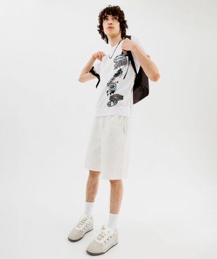 Bermuda en toile de coton à taille élastiquée homme vue5 - GEMO (HOMME) - GEMO