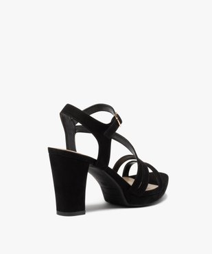 Sandales femme à talon haut en suédine avec brides vue4 - GEMO(URBAIN) - GEMO