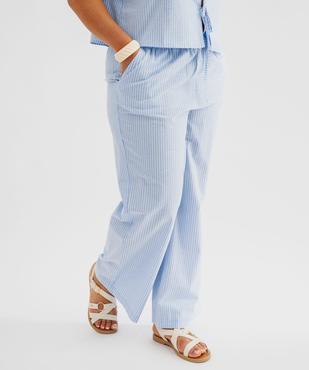 Pantalon rayé en coton femme grande taille vue1 - GEMO (G TAILLE) - GEMO