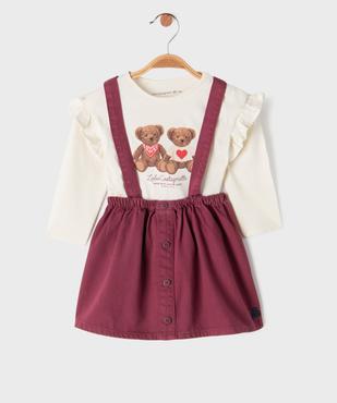 Ensemble 2 pièces bébé fille jupe à bretelles et tee-shirt - LuluCastagnette vue1 - LULU CASTAGNETTE G4G D - GEMO