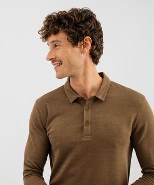 Polo maille manches longues homme vue2 - GEMO 4G HOMME - GEMO