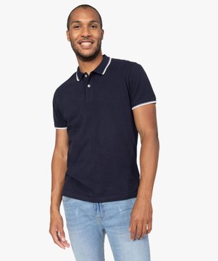 Polo homme à manches courtes à liseré contrastant vue1 - GEMO 4G HOMME - GEMO