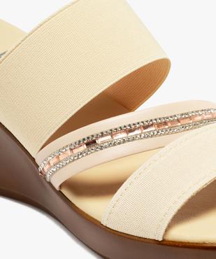 Mules femme à talon compensé avec brides élastiques et strass vue6 - GEMO(URBAIN) - GEMO