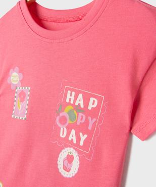 Tee-shirt manches courtes à motifs girly bébé fille vue2 - GEMO(BEBE DEBT) - GEMO