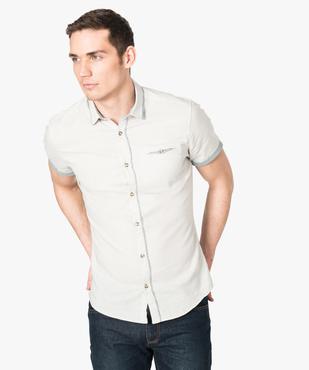 Chemise manches courtes à liseré contrastant vue1 - GEMO (HOMME) - GEMO