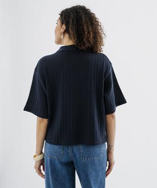 Polo en maille fantaisie ajourée femme - LuluCastagnette vue3 - LULUCASTAGNETTE - GEMO