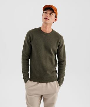 Pull col rond en coton uni homme vue1 - GEMO (HOMME) - GEMO