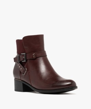 Boots femme à petit talon et bout amande avec brides fantaisie  vue3 - GEMO (CASUAL) - GEMO