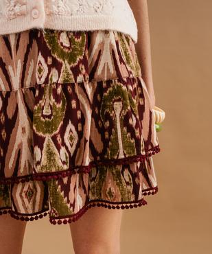 Jupe courte à volants et pompons femme vue4 - GEMO(FEMME PAP) - GEMO