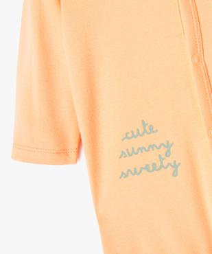 Pyjama en coton ouverture devant bébé fille vue3 - GEMO 4G BEBE - GEMO