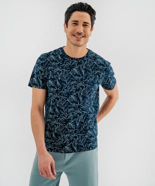 Tee-shirt manches courtes à motif feuillage homme vue1 - GEMO 4G HOMME - GEMO