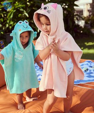Cape de bain à capuche bébé fille motif chaton vue1 - GEMO 4G BEBE - GEMO