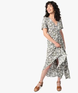 Robe femme longue imprimée à manches courtes vue1 - GEMO(FEMME PAP) - GEMO