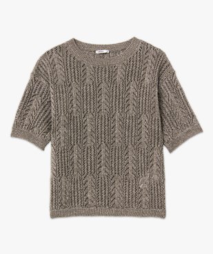 Pull à manches courtes en maille pailletée ajourée femme vue4 - GEMO(FEMME PAP) - GEMO