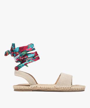 Sandales femme plates à semelle corde et brides foulard vue1 - GEMO (CASUAL) - GEMO