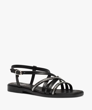 Sandales femme à talon plat et fines brides avec chainette vue2 - GEMO (CASUAL) - GEMO