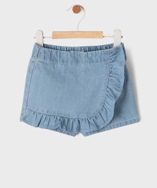 Jupe short en jean à volant bébé fille vue1 - GEMO 4G BEBE - GEMO