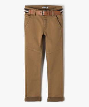 Pantalon garçon en toile extensible avec ceinture - LuluCastagnette vue2 - LULUCASTAGNETTE - GEMO
