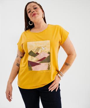 Tee-shirt femme grande taille à manches courtes avec motifs vue1 - GEMO (G TAILLE) - GEMO