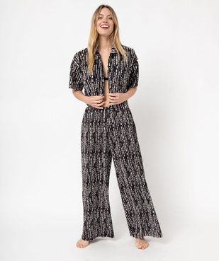 Chemise courte à manches courtes en maille plissée femme vue5 - GEMO(FEMME PAP) - GEMO